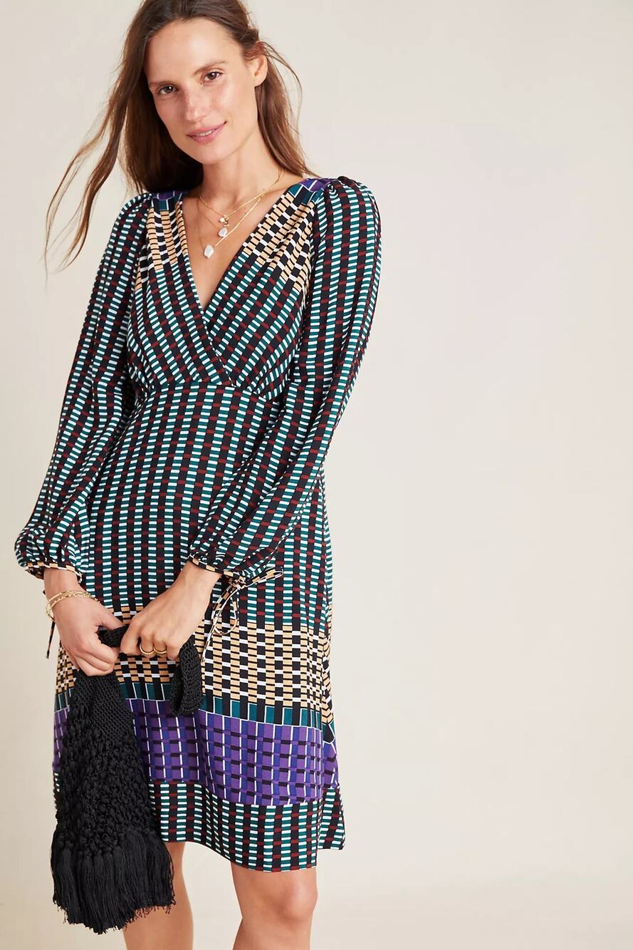 ANTHROPOLOGIE Maeve Gianna Tunic Boho Viscose Stripe Mini Dress | Size 6